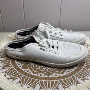 SKETCHERS BOBS Women's Slip on Sneakers WHITE Canvas Size 7.5